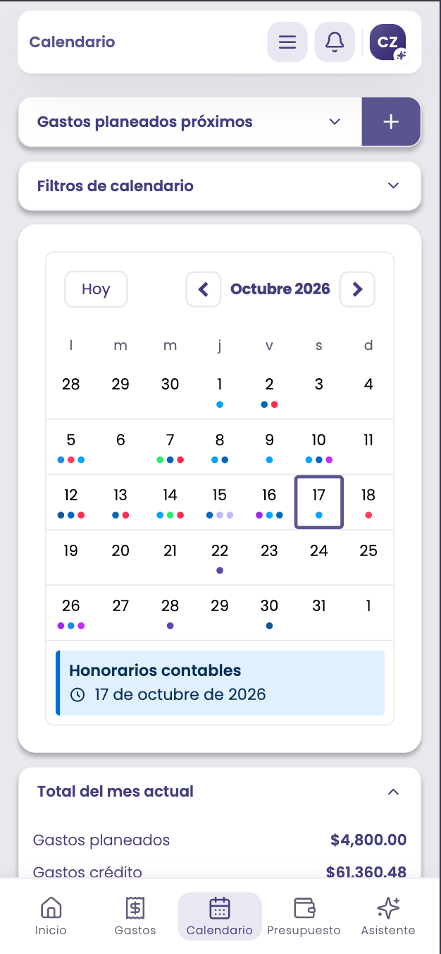 Calendario en el celular